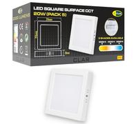 CLAR - Downlight LED Superficie 20W Cuadrado, Plafones para Techo, Aplique Superficie, Plafón Cuadrado, 3 Tonalidades CCT (3000ºk-4000ºk-6500ºk) (Pack 1)