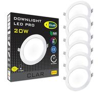 CLAR - Downlight LED Techo Empotrable, 20W 6000ºK (Pack 6)
