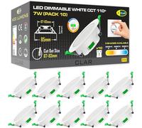 CLAR - Downlight LED techo empotrable, Focos para el techo, Downlight Regulable 7W, 3 tonalidades, Blanco Pack of 10