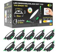 CLAR - Downlight LED techo empotrable, LED para techo, Focos para el techo, Downlight Regulable 7W, 3 tonalidades, Negro Pack of 10
