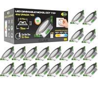 CLAR - Downlight LED techo empotrable, Ojos de buey LED para techo, Focos para el techo, Downlight Regulable 4W, 3 tonalidades, Niquel (Pack 20)