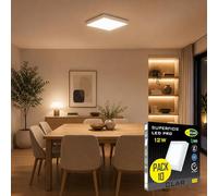 CLAR - Downlight LED Techo Superficie 12W, Plafón LED Techo Cocina y Baño, Blanco Neutro 4000Kº (Pack 10)