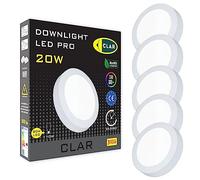 CLAR - Downlight LED Techo Superficie 20W, Plafón de Techo para Cocina o Baño, Luz Blanca Neutra 4000K, Lámpara de Techo (Pack 5)