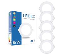 CLAR Hybec - Downlight LED techo empotrable, Foco LED Interior techo, Driver incluido, Luz Fría 6000ºK 6W (Pack 5)