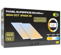 CLAR - Panel LED Superficie 60x30, Plafón para Techo Cocina, Pantalla de 3000 Lúmenes CCT (Selector de Color Blanco Calido, Neutro y Frio) (Pack 2)