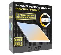 CLAR - Plafon LED Techo, Plafones Para Techo LED, Candeeiro Teto Cozinha, Candeeiro De Teto, Lampara Cocina, Lampara 60x60 CCT (Selector de Color Blanco Calido, Neutro y Frio) (Pack 1)