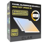 CLAR - Plafon LED Techo, Plafones Para Techo LED, Candeeiro Teto Cozinha, Candeeiro De Teto, Lampara Cocina, Lampara 60x60 CCT (Selector de Color Blanco Calido, Neutro y Frio) (Pack 2)