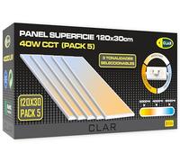 CLAR - Plafon LED Techo, Plafones Para Techo LED, Panel LED 120x30, Candeeiro Teto Cozinha, Candeeiro De Teto, Lampara Cocina CCT (Selector de Color Blanco Calido, Neutro y Frio) (Pack 5)
