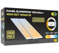 CLAR - Plafon LED Techo, Plafones Para Techo LED, Panel LED 120x30, Candeeiro Teto Cozinha, Candeeiro De Teto, Lampara Cocina CCT (Selector de Color Blanco Calido, Neutro y Frio) (Pack 2)