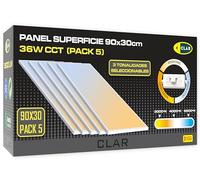 CLAR - Plafon LED techo Rectangular 90x30, Panel LED Superficie, Panel LED para Cocina, Plafon Rectangular LED de techo, 36W CCT (Pack 5)