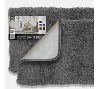 Clara Clark Alfombras de baño, ultrasuaves, peludas, Lavables a máquina, Goma Antideslizante, Juego de 2 Piezas, Color Gris
