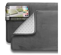 Clara Clark Bathroom Rugs, Ultra Soft Non Slip and Absorbent, Velvet Memory Foam Bath Mat. Set of - 17 x 24/20 x 32, Grey