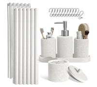 Clara Clark Juego de Accesorios de baño Modernos Blancos, 19 Piezas, dispensador de jabón, Soporte para Cepillo de Dientes, Juego de Cortina de Ducha