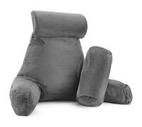 Clara Clark Lectura, Almohada de Descanso en Cama con Brazos para niños, Adolescentes y Adultos TV de Espuma viscoelástica triturada, Gris, Premium Large