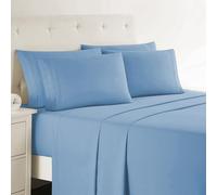 Clara Clark Luxury Soft Bedding Sheets & Pillowcases, Full, Blue Heaven Bajera de Bolsillo Profundo, sábanas Suaves y Fundas de Almohada de Lujo, Microfibra, Plein