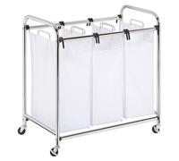 Clasificador de ropa, 3 compartimentos, cromo/blanco, 70 kg, 31x18x32 pulgadas