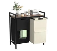 Clasificador de ropa con 2 compartimentos, 112 litros, estructura de metal, 69,5 x 35 x 55 cm, color y blanco