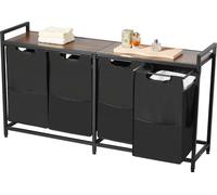Clasificador de ropa con 4 compartimentos, con bolsas extraíbles, estructura metálica y tablero de madera