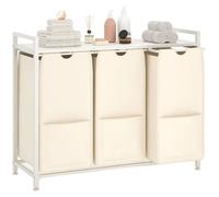 Clasificador de ropa, organizador con 3 compartimentos, estructura de metal resistente, color blanco
