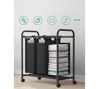 Clasificador de ropa SONGMICS – Cesta de ropa con 3 bolsas de tela extraíbles – Contenedor de ropa con ruedas – Ideal para lavanderías – Resistente – 3 x 44 litros – – LSF003B. Clasificador de ropa