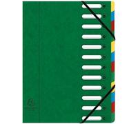 Clasificador Exacompta de 12 compartimentos, con ventanas, color verde, modelo 55123E