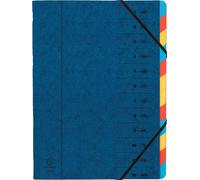 Clasificador Exacompta de 8 compartimentos, con grapas y gomas elásticas, 12 compartimentos, color azul, modelo 54122E