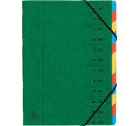Clasificador Exacompta de 8 compartimentos, con grapas y gomas elásticas, color verde, modelo 54123E