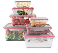 Classbach Juego 7 Recipientes Plástico con Tapa, 100% Herméticos, Fiambrera Comida, Tuppers, Adecuados Lavavajillas, Microondas, Congelador C-FHD4008K