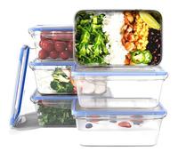 classbach® Juego de 6 latas de plástico para alimentos frescos ideales para congelar, calentar, almacenar y transportar, Cajas Meal Prep, cierre seguro, 100% a prueba de fugas,1L - C-FHD 4023 K