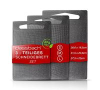 classbach® set de 3 tablas de cortar de plástico, aptas para lavavajillas, tabla de cortar de cocina con canal para zumo sin BPA de plástico PP, aptas para alimentos, aspecto mármol gris claro