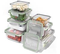 Classbach® Set de 7 recipientes de vidrio con tapa, aptos para microondas, lavavajillas y congelador. Ideal para preparar y almacenar alimentos en la cocina | C-FHD 4010 G