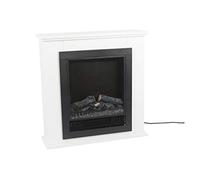 Classic Fire Lugano Chimenea Eléctrica - Chimenea Decorativa con Calefacción, Panel de Control y Temporizador - Estufa Eléctrica Independiente con Llama LED - 1800W - Blanco
