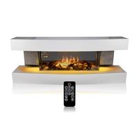 Classic Fire Montreal Chimenea Eléctrica - Chimenea Decorativa con Calefacción, Mando a Distancia y Temporizador - Estufa Eléctrica Independiente con Llama LED - 2000W - Blanco