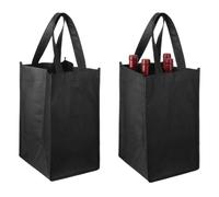 Classicseali 2 bolsas para botellas, 4 botellas, 31 x 18 x 18 cm, 4 unidades, reutilizables, con 4 compartimentos para botellas de vino, cerveza y botellas de agua (negro)