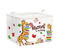 Clastyle Cajas de Almacenaje Cubo Animales Jirafa Lectura Cesta para Guardar Ropa Juguetes Libro Rectangular para Aulas Jardín Infancia, 36L