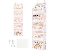 Clastyle Organizador Colgante Puerta Niña Arco Iris Nube Bolsa Almacenamiento Colgante para Pañales Ropa Juguetes para Dormitorio Baño Camping, Corazón, 5 Bolsillos
