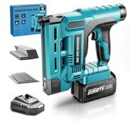 Clavadora a Batería 2 en 1 y Grapadora Eléctrica Compatible con Batería Makita 18V, con 1 Batería de 4.0 Ah, 1000 Clavos y 1000 Grapas - Ideal para Carpintería, Bricolaje y Tapicería