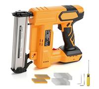 Clavadora y engrapadora inalámbrica 18GA compatible con Dewalt 20V, pistola de clavos sin escobillas con 1000 clavos y 1000 grapas para mejoras del hogar, carpintería, tapicería (amarillo)