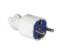 Clavija aérea blanca 16A 250V, ideal para conexiones eléctricas seguras en exteriores y dispositivos de alta potencia.