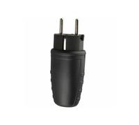 Clavija aérea de 10/16A, material de caucho negro, ideal para conexiones eléctricas en exteriores y ambientes exigentes.
