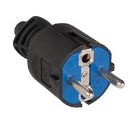 Clavija aérea de caucho negra 16A 250V, resistente al agua, ideal para conexiones industriales y exteriores.