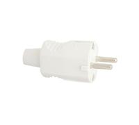 Clavija de caucho blanca 10/16A, resistente al agua y a impactos, ideal para conexiones eléctricas en exteriores y entornos industriales.
