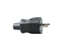Clavija de caucho negra 10/16A, resistente y duradera; ideal para conexiones eléctricas en exteriores y ambientes industriales.
