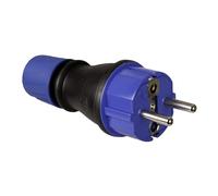 Clavija de caucho negra IP54 16A 250V, resistente al agua y polvo, ideal para conexiones eléctricas en exteriores y entornos húmedos.