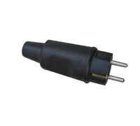 Clavija de goma negra, resistente, alta conductividad, fácil instalación; ideal para conectar electrodomésticos y equipos eléctricos.