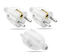 Clavija Enchufe Macho 3 Piezas, Enchufe Macho 250 V/16A, Enchufe Contacto Protector con Electrodomésticos, Equipos de iluminación, Blanca
