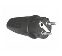 Clavija red electrica schuko macho ip44 goma color negro k16010