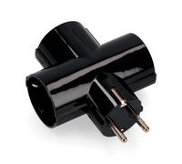 CLAVIJA TRIPLE NEGRA CON BAQUELITA T/TL 16A 250V (RETRACTILADO) EDM