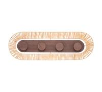 Clavija "tropical" de 4 ganchos de ratán y panel de madera MDF