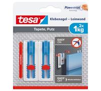 tesa Clavo adhesivo para lienzo, papel pintado y yeso — altura ajustable, 1 kg, sin dejar rastro